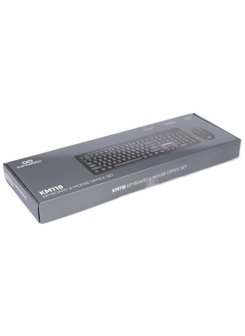 INFINIARC - Wired Keyboard and Mouse Combo, English/Arabic Keyboard, Computer Keyboard and Mouse for PC, Laptop, Desktop, 4 Adjustable DPI/112 Number Keypad - Image 1