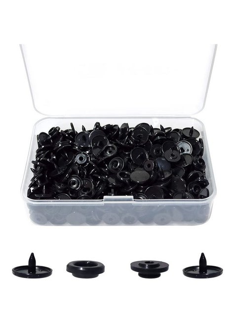 100 Sets T5 Plastic Snaps Round Resin Snaps Buttons For Clothing Diapers Crafting Diy Crafts (Black)