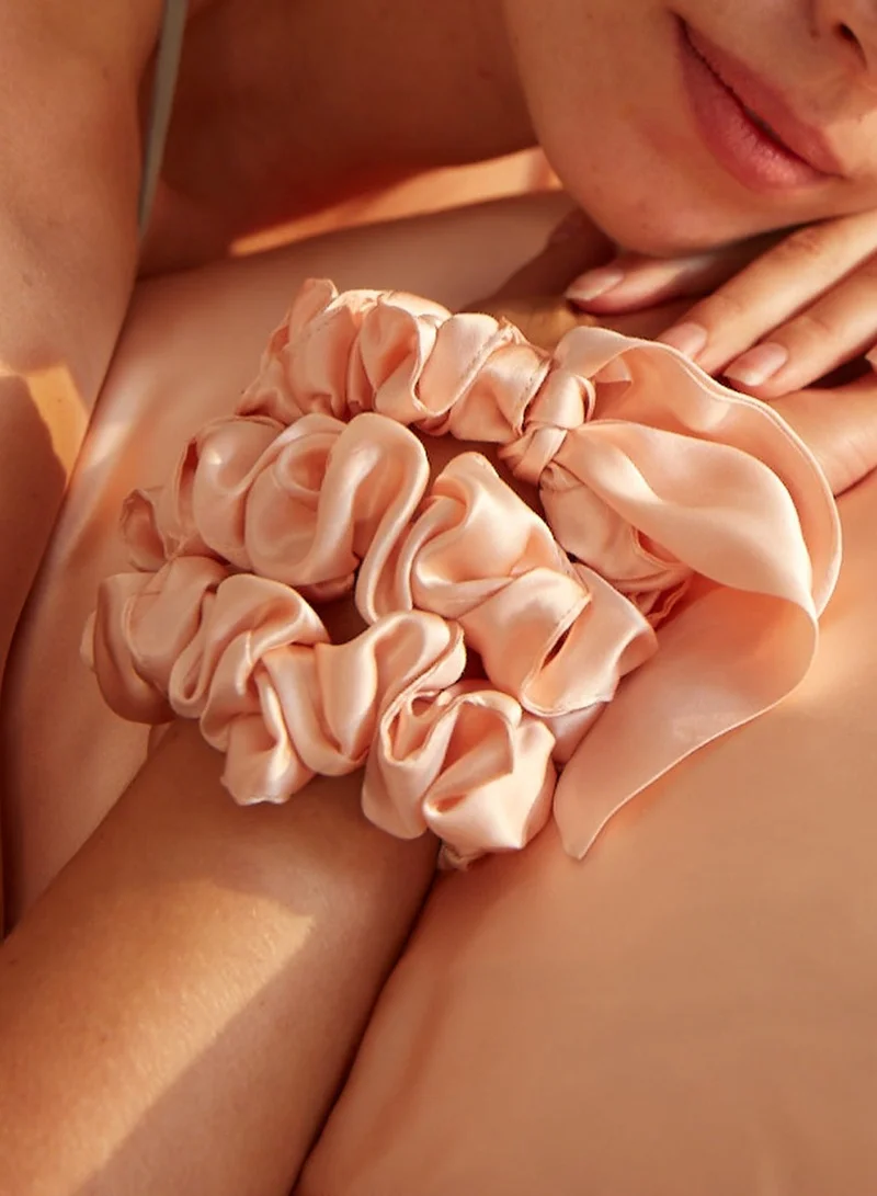 Beauty Pillow طقم ربطات شعر من 100% حرير مع ربطة شعر المشاهير