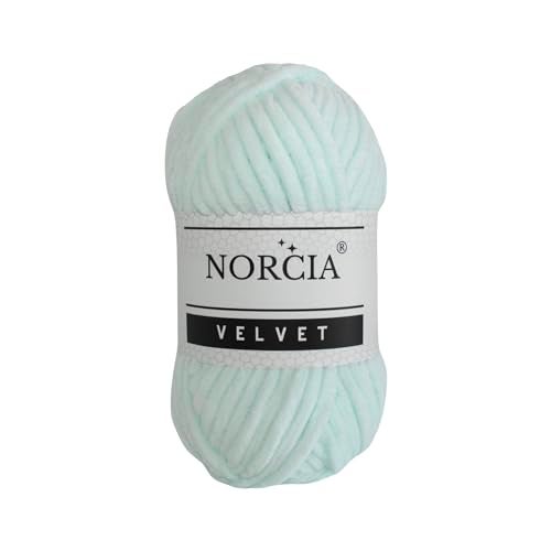 NORCIA Soft Velvet Yarn Chenille Yarn for Crocheting Super Bulky 100g (74.3 yds) Baby Blanket Yarn for Knitting Amigurumi Yarn for Crochet Weaving Craft (Mint, 1 Skein) - Image 1