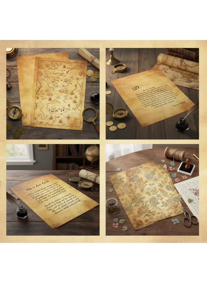 Fuwddy 50 Sheets A4 Thick Vintage Kraft Paper - Double Sided for Invitations, Certificates, Resumes & Art | Eco Friendly Printer Paper for Writing, Crafts, Maps & Poetry - Image 2