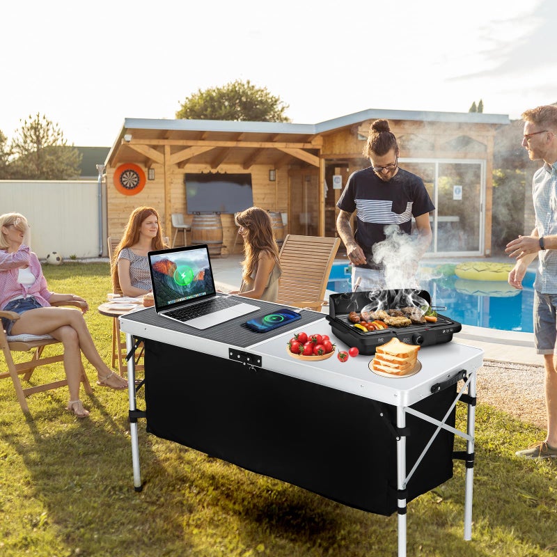 Nice C Camping Table, Storage Camping Table with Solar Panels, Storage Kitchen Tables, Folding Tables, 45W Output, w/USB, Type-C & DC Charging Cable, For Outdoor, Beach, BBQ, Picnic, Cooking, Festival - Image 3