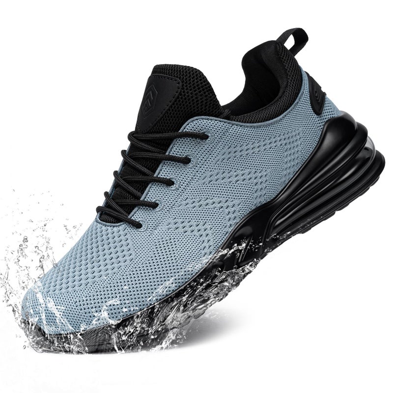 LARNMERN Men Non Slip Work Sneakers Water Resistant Food Service Zapatos Trabajo Antideslizantes Walking Shoes Waterproof Shoes Slip-on, Sky Blue 10.5 - Image 1