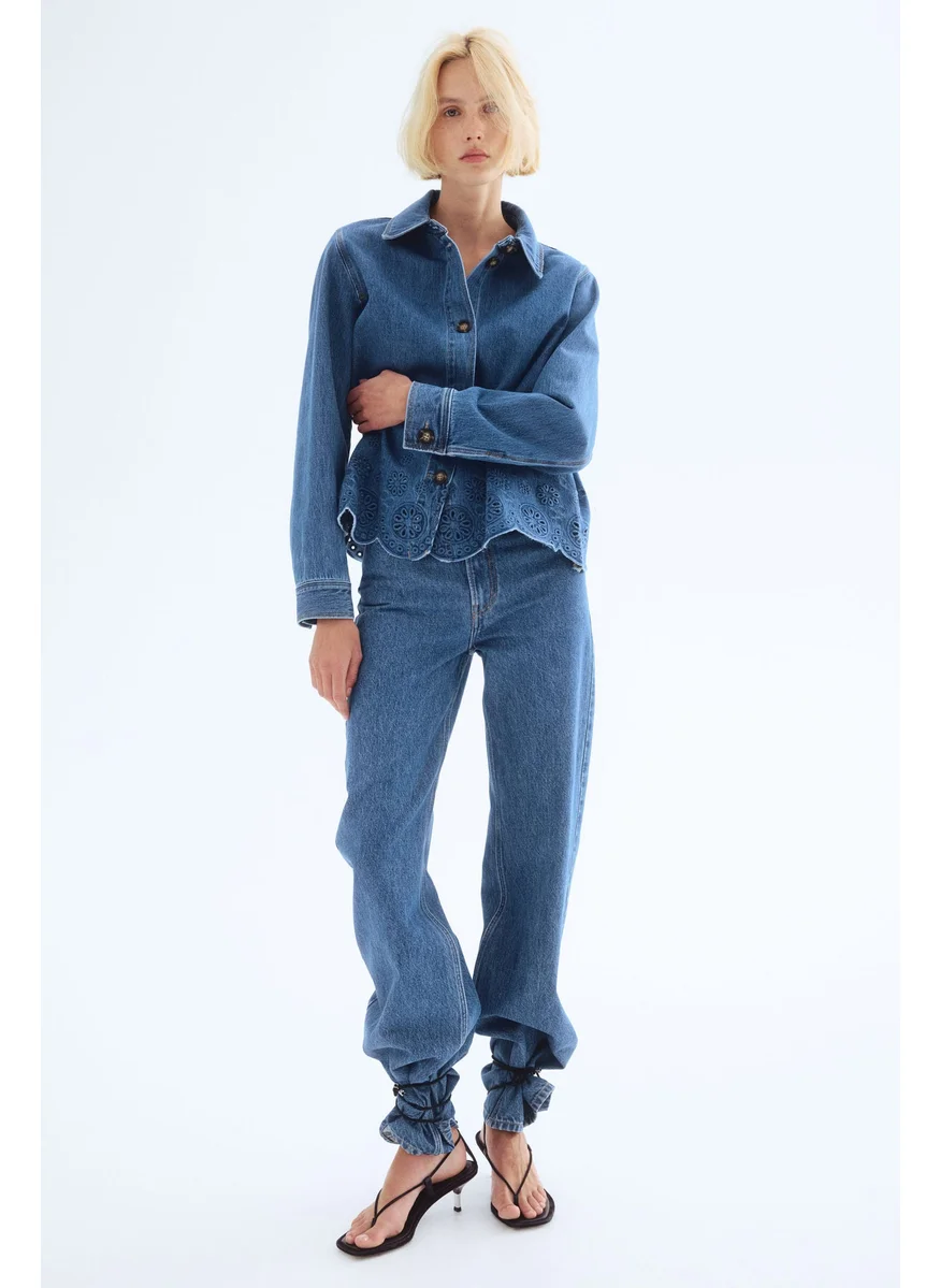 H&M Broderie Anglaise-Detail Denim Jacket