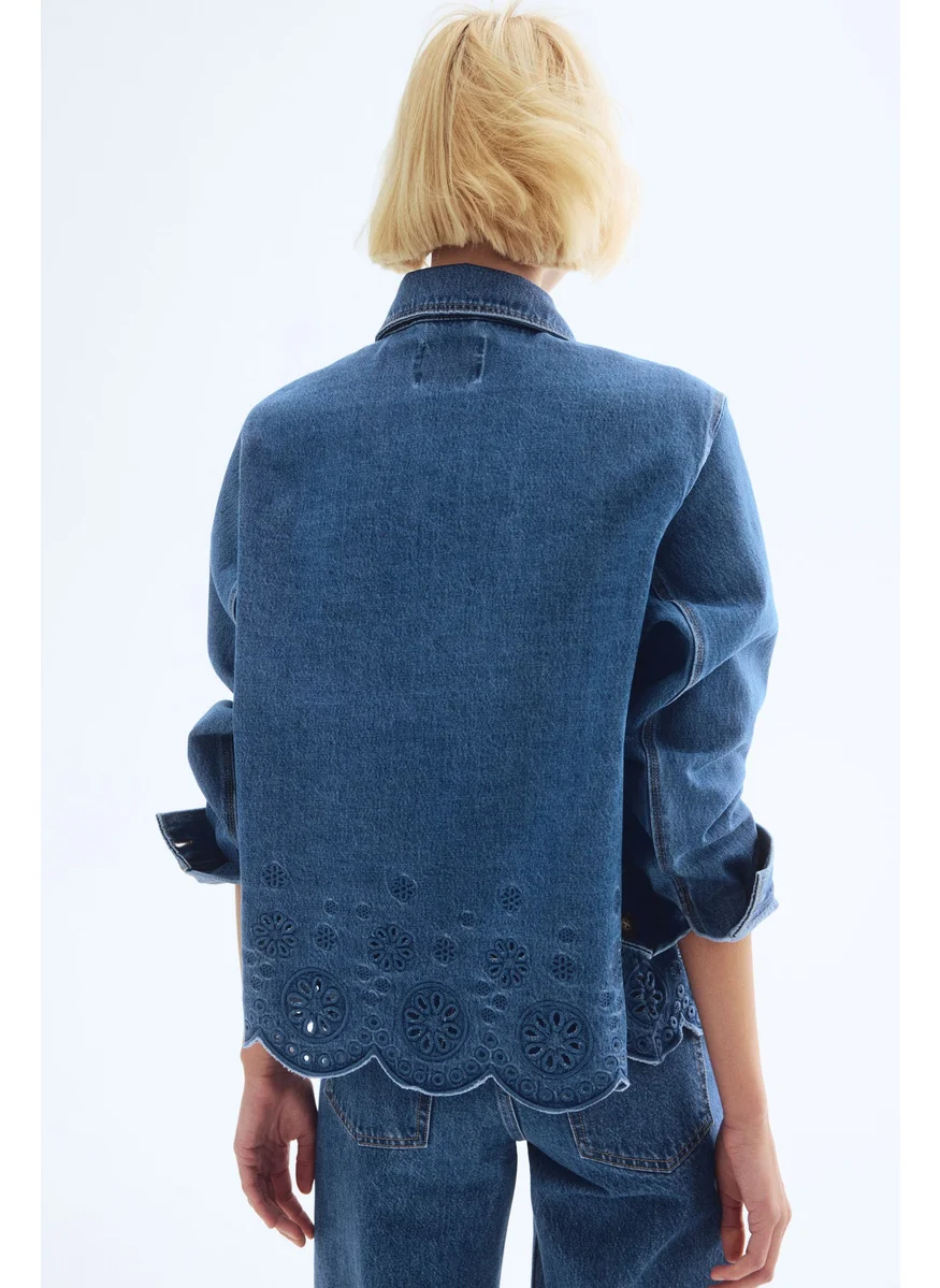 H&M Broderie Anglaise-Detail Denim Jacket