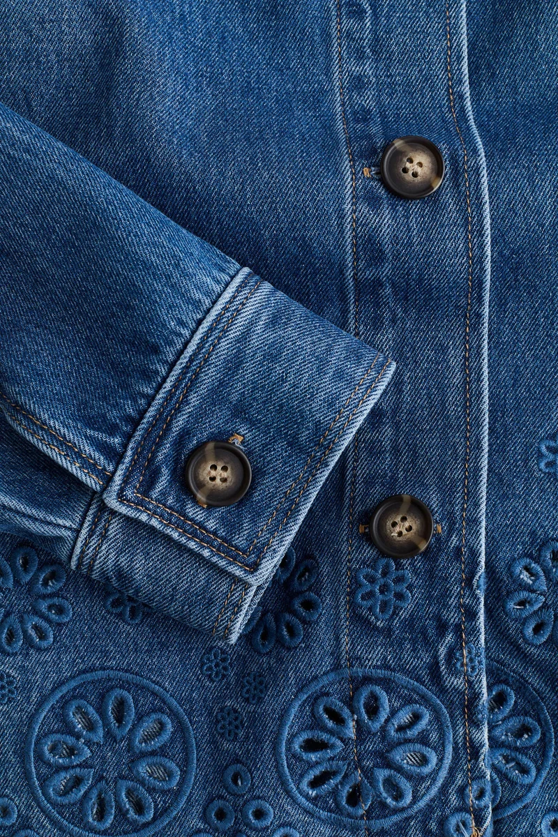 H&M Broderie Anglaise-Detail Denim Jacket