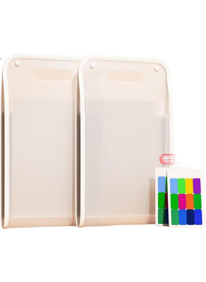 Time Science [Shiguangxue] 13-Compartment Vertical Accordion File Folder, A4 Large Capacity, Transparent, For Primary And Secondary School Students, Subject Classification, Storage Bag, 2-Pack, Handheld, Plastic Office File Folder, Storage Organizer - Image 1