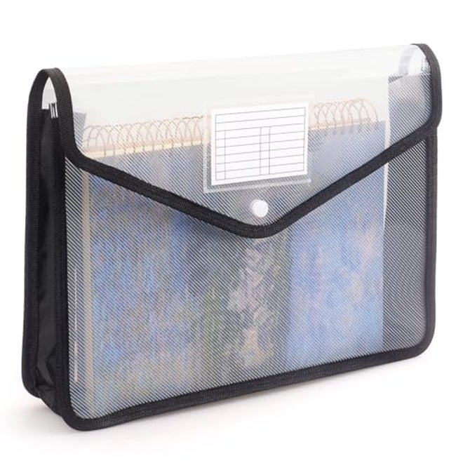 Plastic Expanding File Folder, Transparent Envelopes with Snap Closure, No Dividers, Large Capacity, Fit Letter/A4 Size (Blue)
