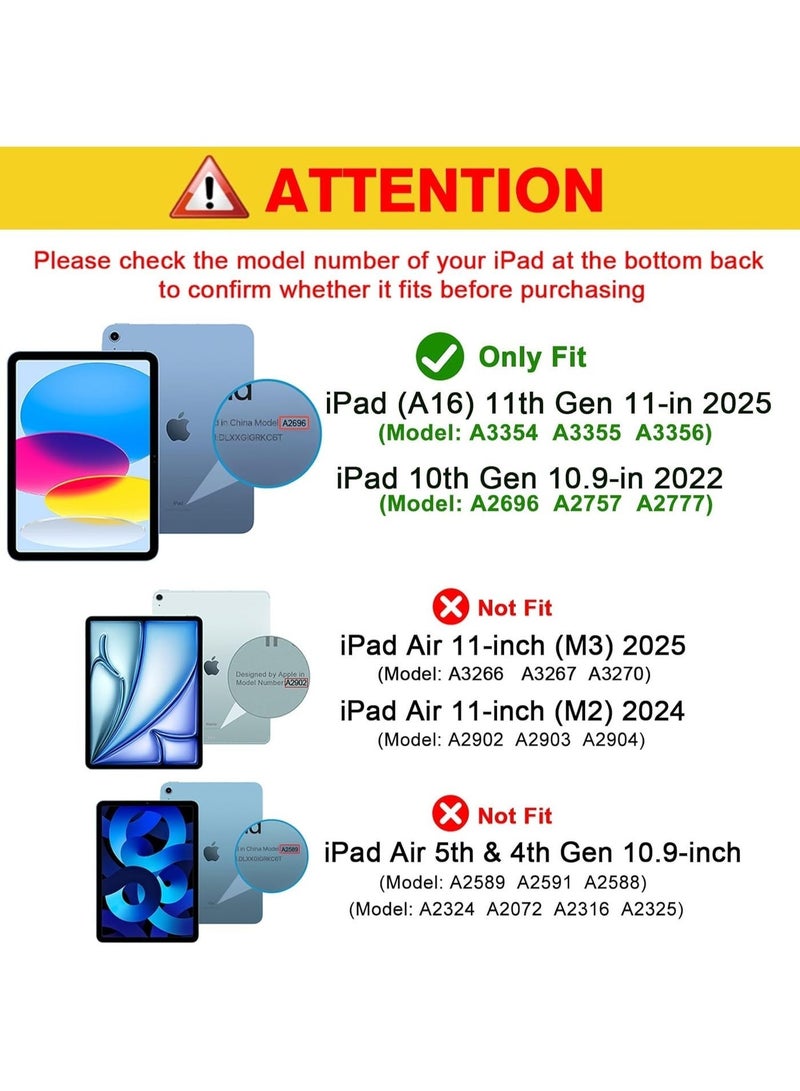 ميجوفاست جراب لجهاز iPad (الجيل الحادي عشر، إصدار 2025، مقاس 11 بوصة) - سلسلة Rebound - يتميز بحامل مدمج للقلم، وغطاء خلفي مرن، وحامل قابل للطي بثلاث وضعيات، وخاصية السكون/التنبيه التلقائي - متوافق مع الطرازات A3354 وA3355 وA3356 - اللون: أسود. - Image 2