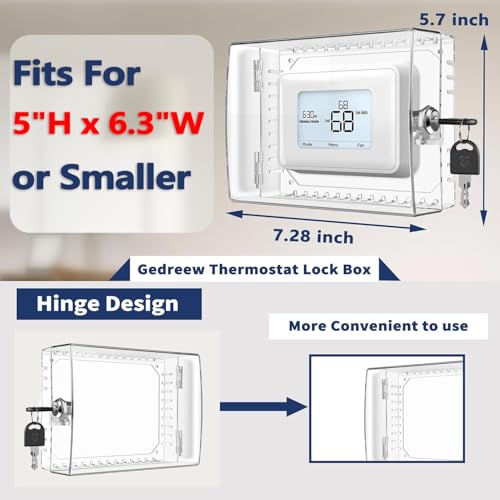 Gedreew 6 PCS Large Thermostat Lock Box Cover with Key, Clear Thermostat Cover with Lock Compatible with Home Thermostat On Wall, AC Lock Box Cover with Key Fits Thermostats 5" H x 6" W or Smaller - Image 2