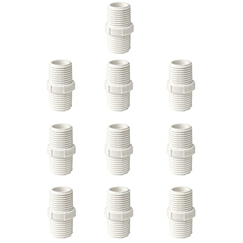 FangKingNo 10pcs 0.75 Inch PVC Nipple Male to Male coupling adaptor of Thread plumbing PIPE connection 3/4Inch (3/4" pack of 10) - Image 1