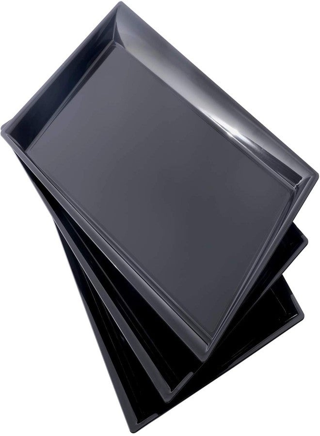 Supernal 12 Pack Black Plastic Serving Trays, 15"x10" PlasticTrays, Plastic Fast Food Tray, Heavy Duty Platters, Disposable Serving Party Platters Black，Party Serving Trays - Image 1