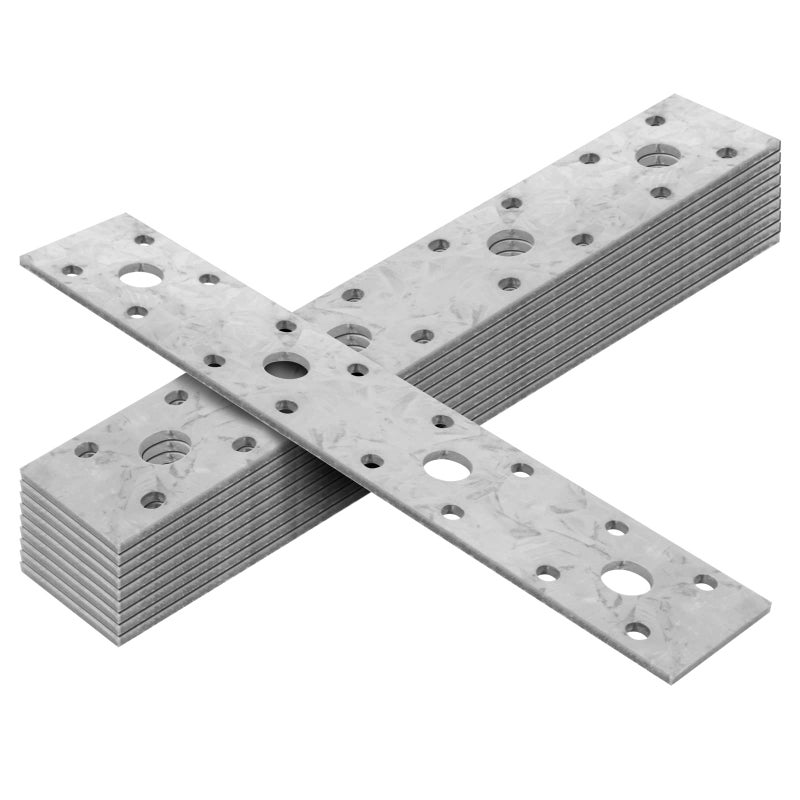 GBGS 10 Pcs 7⅞" Flat Tie Plate Repair Mending Plate Bracket,Hot Dip Galvanized Metal Repair Fixing Bracket Connector for Wooden Timber Connecting,7⅞"x1⅜,2.5 mm Thick - Image 4