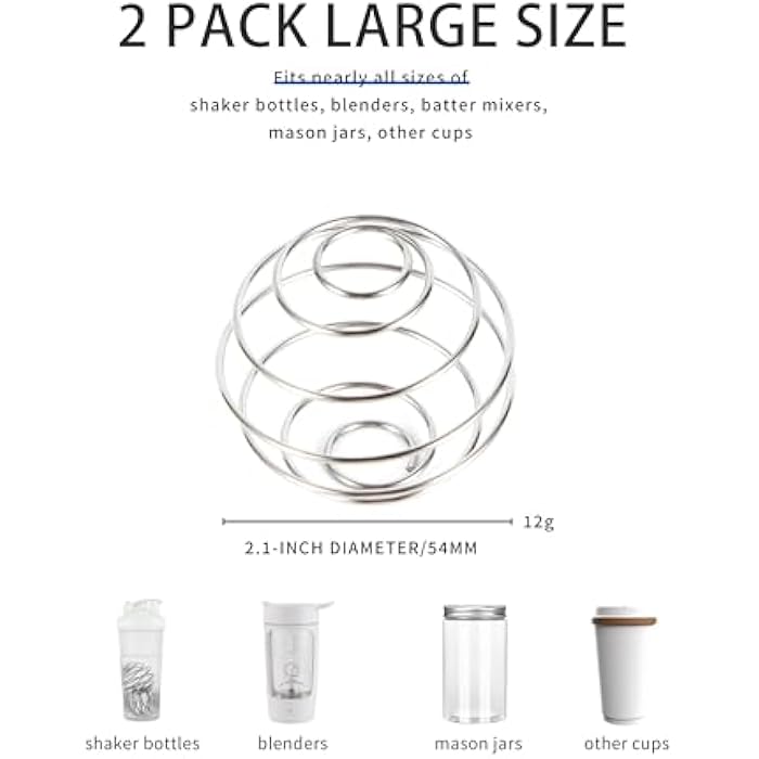 BooMetCheer 2 Pack Stainless Steel Shaker Ball Ball for Protein Shakes, Wire Whisk Mixer Balls for Shaker Bottles, Fast & Smooth Mixing - Image 2
