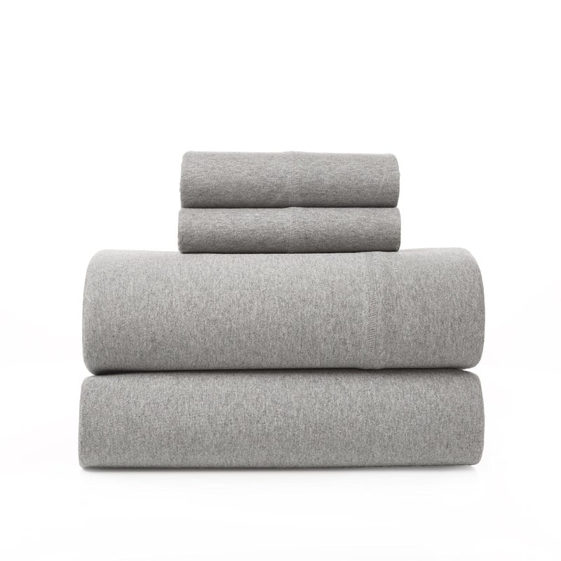 Road Trip America Jersey Sheets Queen Set  Cotton 4 Pieces All Seasonal Deep Pockets Soft Cozy Knit Stretchy Bed Sheets  Hotel and Residential Quality Light Heathered Grey Queen