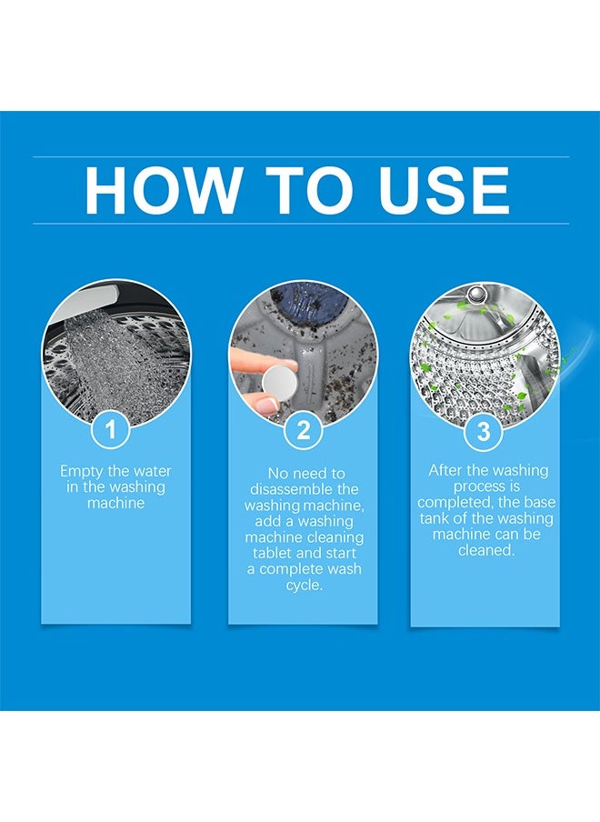 Jaysuing 20 Pcs Washing Machine Cleaner Effervescent Tablets, Washing Machine Cleaner Descaling Agent, Deep Cleaning Tablets, Suitable For Washing Machine Cleaning, Sterilization, Dirt Removal  - Image 3