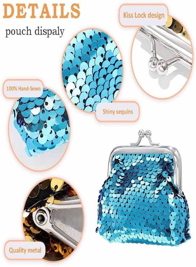 ANESHA Sequin Sippi Coin Purse for Women and Girls Retro Money Pouch with Kiss-Lock Buckle Small Wallet Card Change Holder Pack of 2 (9 x 7 CM) - Image 4