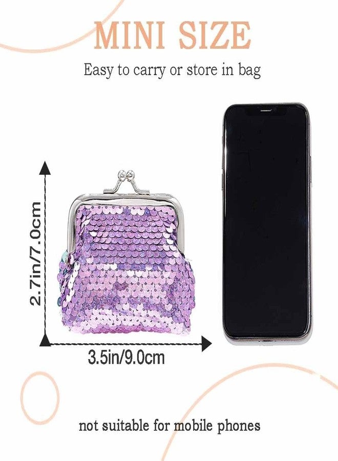 ANESHA Sequin Sippi Coin Purse for Women and Girls Retro Money Pouch with Kiss-Lock Buckle Small Wallet Card Change Holder Pack of 2 (9 x 7 CM) - Image 2