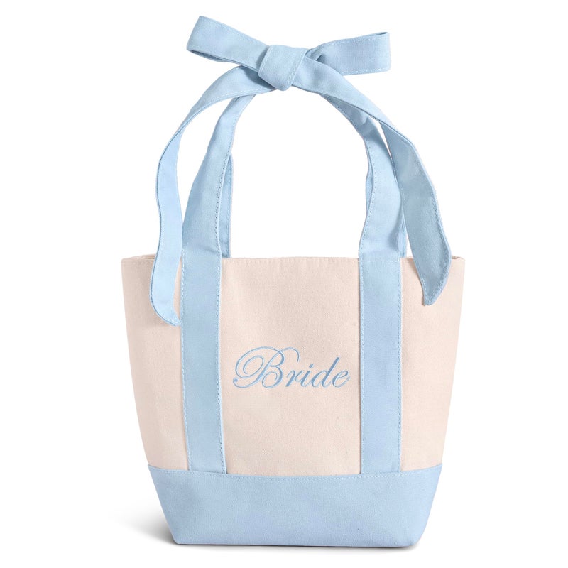 Chug Buddy Bride Tote Bag | Canvas Mini Tote Bag w/Bow | Bachelorette Gifts for Bride, Bride to Be Gifts for Bachelorette Party, Bridal Shower, Engagement Party Favor, Wedding Accessory - Image 1
