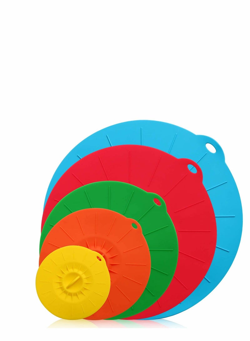 Y&D Silicone Suction Lids , 5 Sizes Colorful Food Cover, Reusable Seal Heat Resistant Microwave for Cups, Bowls, Plate, Pots, Pans, Skillets, Stove Top, Oven, Fridge, BPA Free  - Image 1
