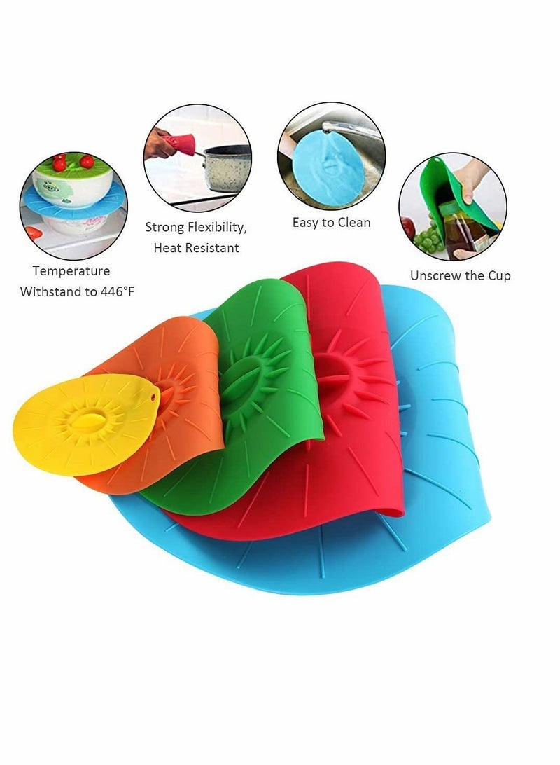Y&D Silicone Suction Lids , 5 Sizes Colorful Food Cover, Reusable Seal Heat Resistant Microwave for Cups, Bowls, Plate, Pots, Pans, Skillets, Stove Top, Oven, Fridge, BPA Free  - Image 4