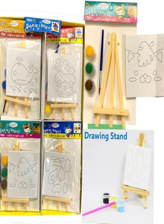 CREATIVE PENCIL 4 Pcs Mini Easel Tripod Stand for Sketch Accessories Natural Craft Art Painting with Canvas | Lightweight | Return Gift for Artist & Kids (4) - Image 1