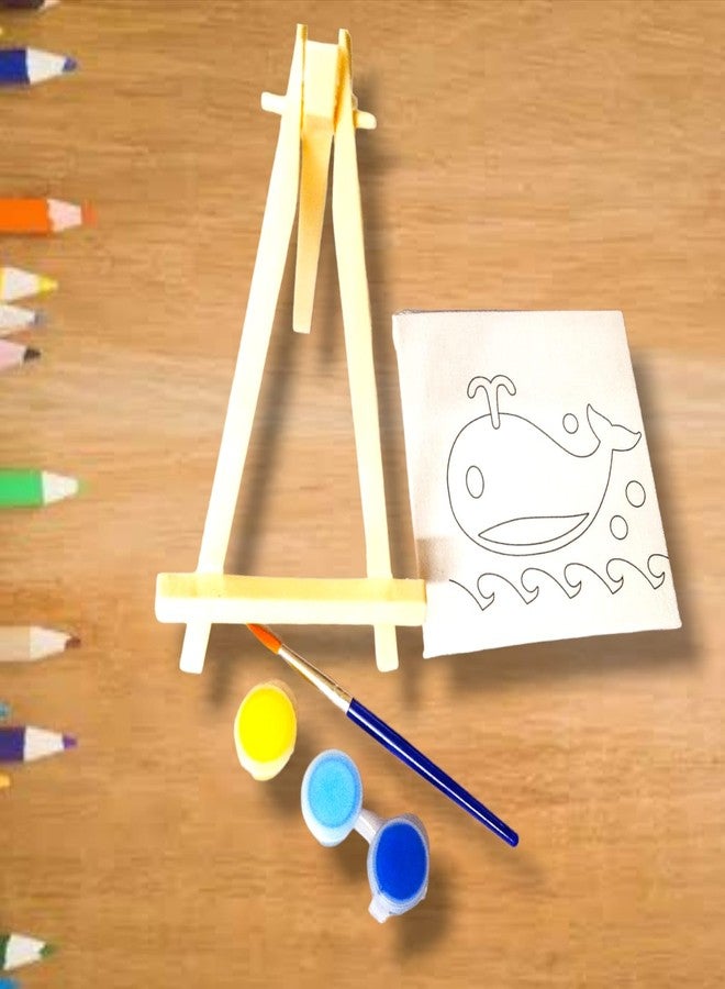 CREATIVE PENCIL 4 Pcs Mini Easel Tripod Stand for Sketch Accessories Natural Craft Art Painting with Canvas | Lightweight | Return Gift for Artist & Kids (4) - Image 4