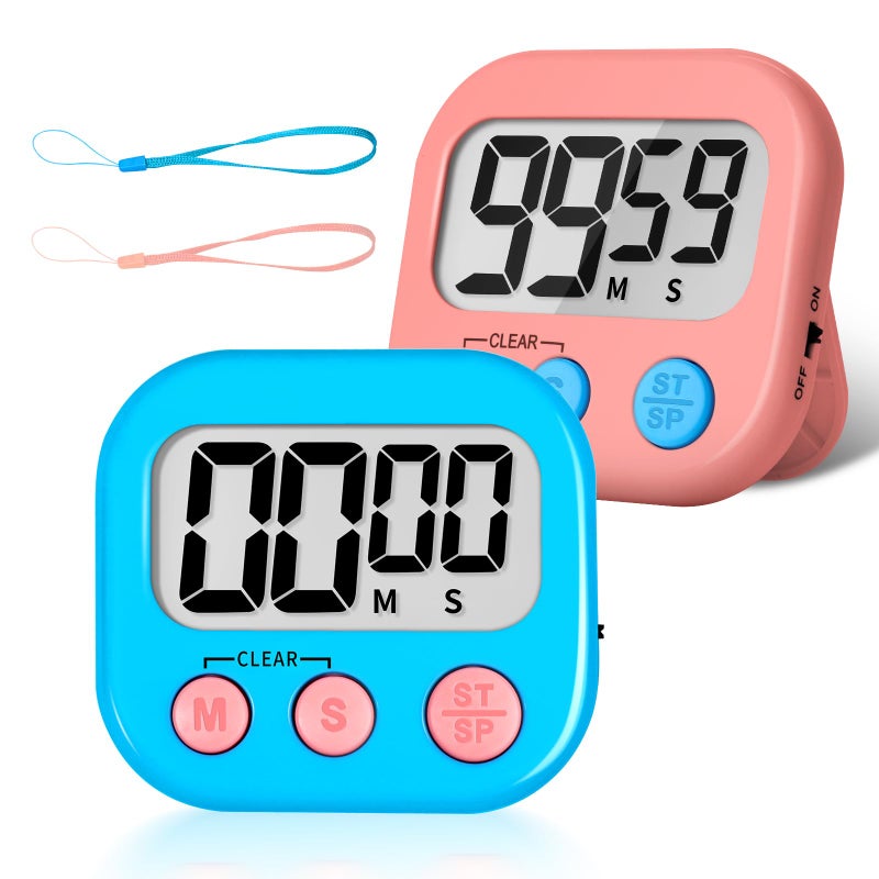 Zilleen Classroom Timer For Kids Teachers 2 Pack Digital Timers  Blue & Pink - Image 1