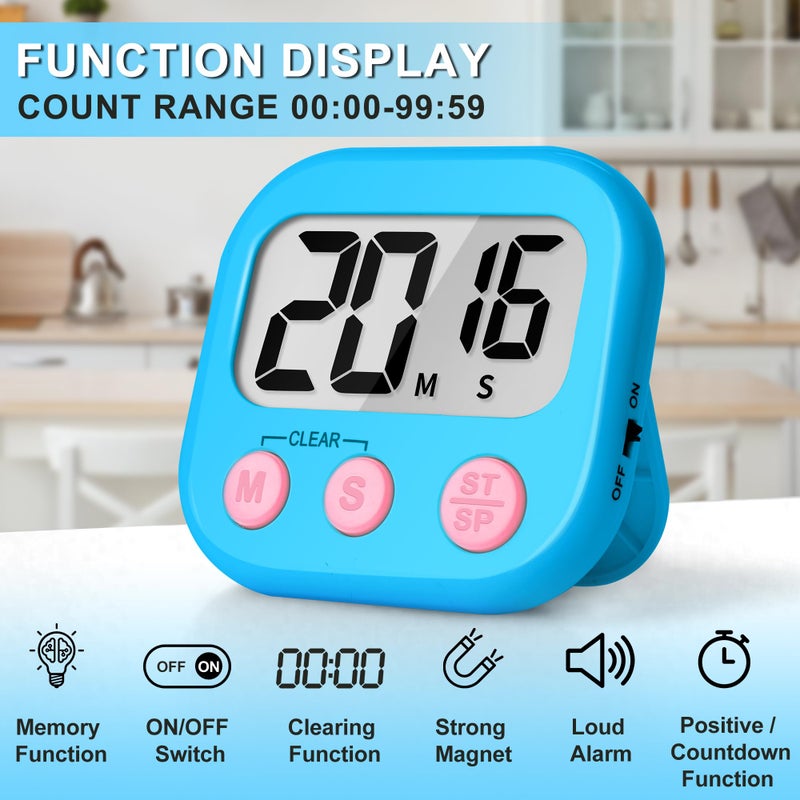 Zilleen Classroom Timer For Kids Teachers 2 Pack Digital Timers  Blue & Pink - Image 2