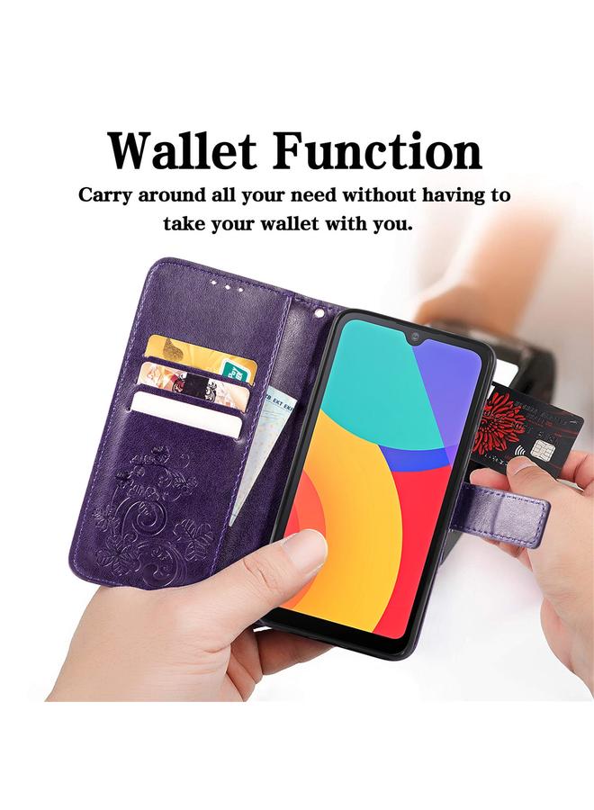 S-TOP Case For Alcatel 1L 2021 Four-leaf Clasp Embossed Buckle Mobile Phone Protection Leather Case with Lanyard & Card Slot & Wallet & Bracket Function - Image 5