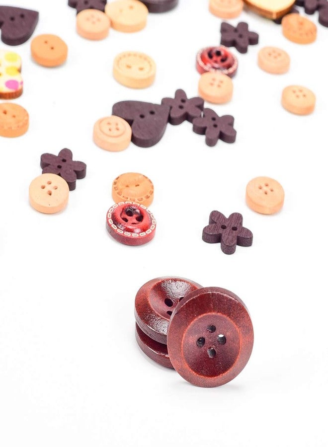 أي كامو أزرار خشبية من iKammo لعيد الميلاد، أزرار خياطة خشبية بفتحتين، متوافقة مع زينة سجل القصاصات للأطفال، ألوان عيد الميلاد، أحجام وأنماط متنوعة (قلب القهوة) - Image 4
