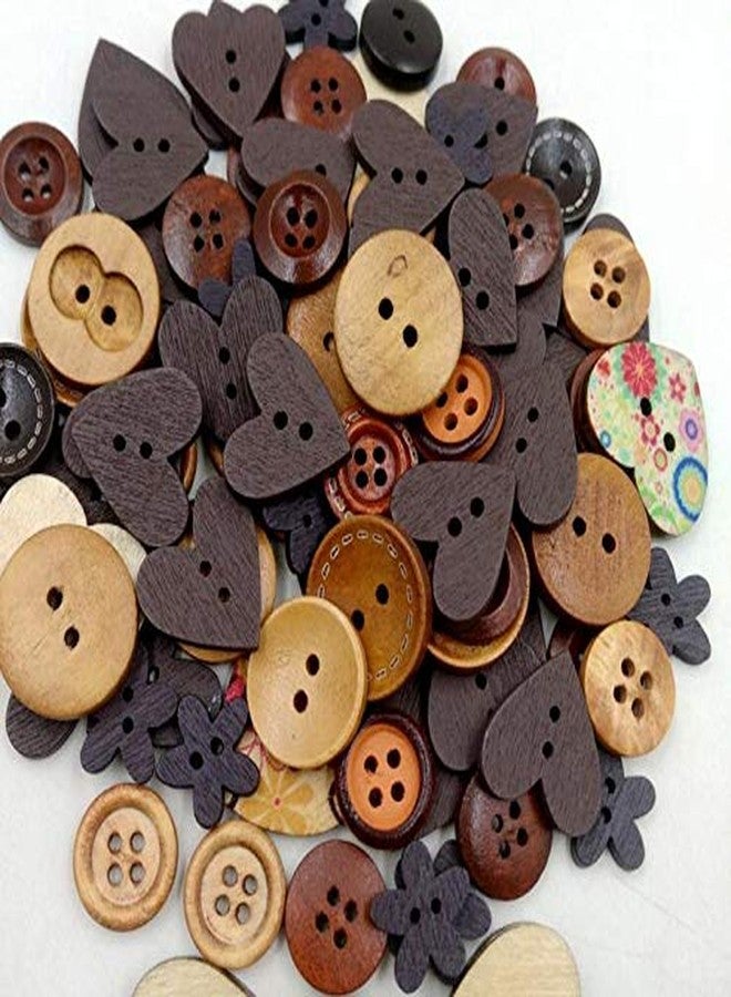 أي كامو أزرار خشبية من iKammo لعيد الميلاد، أزرار خياطة خشبية بفتحتين، متوافقة مع زينة سجل القصاصات للأطفال، ألوان عيد الميلاد، أحجام وأنماط متنوعة (قلب القهوة) - Image 1