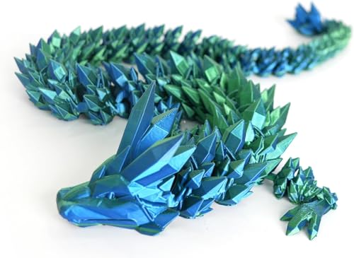 Flavery 3D Printed Dragon 24 inch Large Pearly Sheen Articulated Dragon Fidget Toy 3D Printed Gift for Birthday Figurine DecorGreen Mix Blue - Image 5