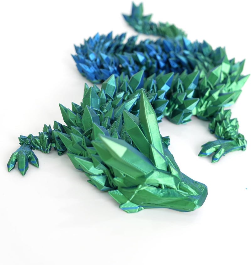 Flavery 3D Printed Dragon 24 inch Large Pearly Sheen Articulated Dragon Fidget Toy 3D Printed Gift for Birthday Figurine DecorGreen Mix Blue - Image 3