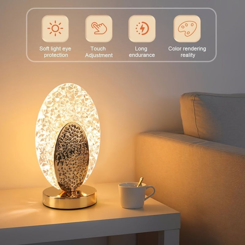 Rechargeable Acrylic Crystal Table Lamp 3 Color Touch Bedside Night Light USB Adjustable Brightness Ambient Moon Lamp Sunflower Seeds Design - Image 5