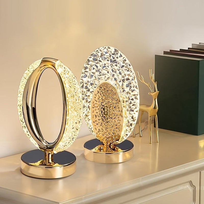 Rechargeable Acrylic Crystal Table Lamp 3 Color Touch Bedside Night Light USB Adjustable Brightness Ambient Moon Lamp Sunflower Seeds Design - Image 1