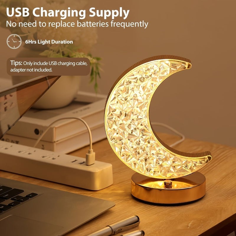 Rechargeable Acrylic Crystal Table Lamp 3 Color Touch Bedside Night Light USB Adjustable Brightness Ambient Moon Lamp Sunflower Seeds Design - Image 4