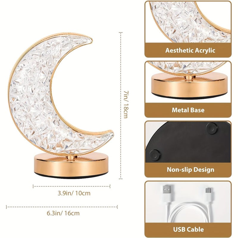 Rechargeable Acrylic Crystal Table Lamp 3 Color Touch Bedside Night Light USB Adjustable Brightness Ambient Moon Lamp Sunflower Seeds Design - Image 2