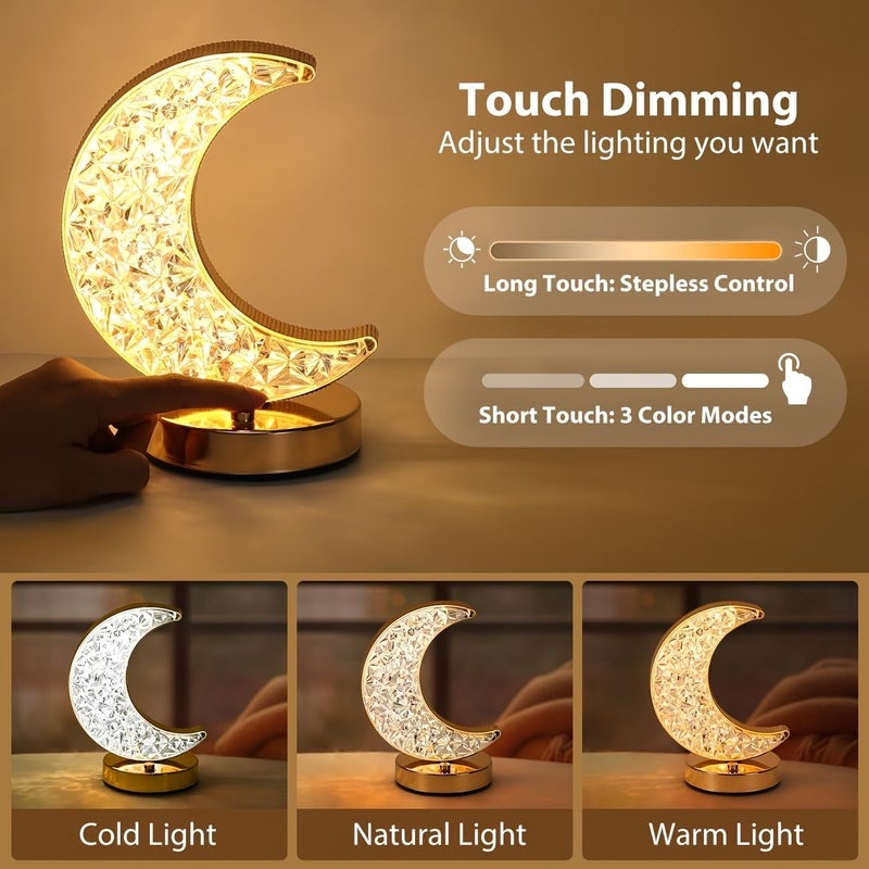Rechargeable Acrylic Crystal Table Lamp 3 Color Touch Bedside Night Light USB Adjustable Brightness Ambient Moon Lamp Sunflower Seeds Design - Image 3