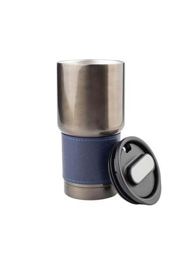 Hans Larsen blue Hans Larsen BOLIN 530ml Double Wall Vacuum Insulated Stainless Steel Tumbler with PU Grip Sleeve, Leak-Resistant Lid, Hot & Cold Travel Mug, Gunmetal Finish, Fits Car Cup Holders - Blue  | Best Price UAE