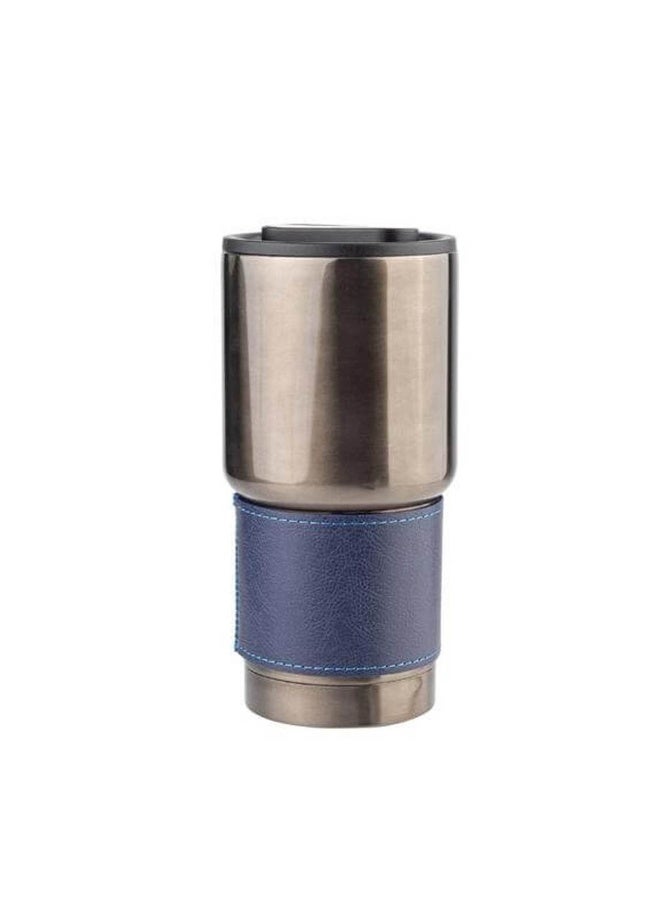 Hans Larsen BOLIN 530ml Double Wall Vacuum Insulated Stainless Steel Tumbler with PU Grip Sleeve, Leak-Resistant Lid, Hot & Cold Travel Mug, Gunmetal Finish, Fits Car Cup Holders - Blue - Image 1