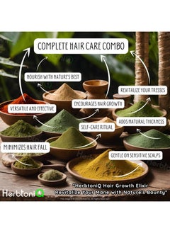 Herbtoniq Herbal Hair Care Combo Trial Pack Of 9 Natural Herbal Powders For Pre-Shampoo Treatment, Hair Mask, And Scalp Rejuvenation - Suitable For All Hair Types - 40G Each  - Image 2
