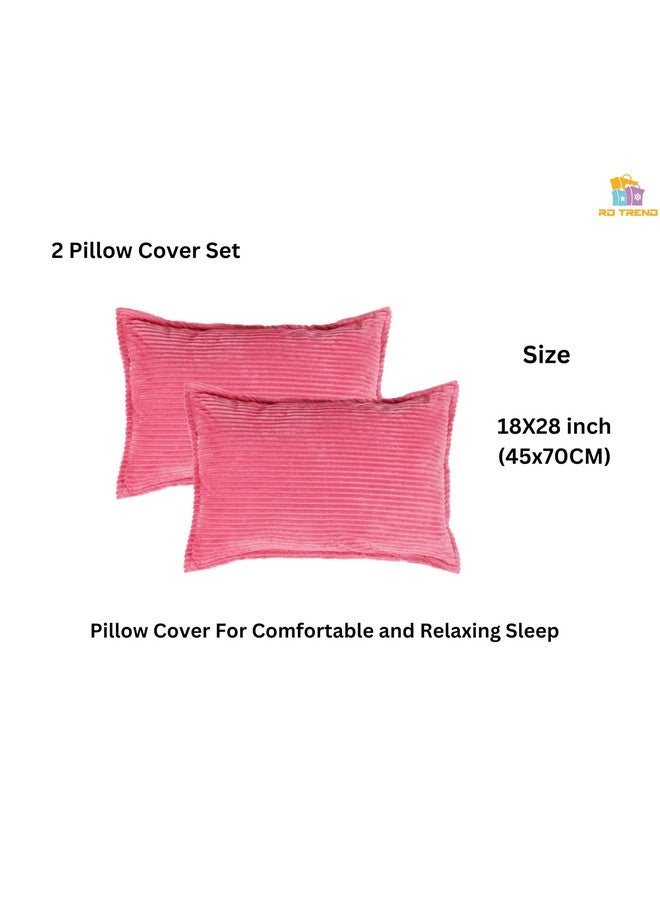 RD TREND 190 GSM Flannel Warm Bedsheets for Winter Double Flat Size (90 x 100 Inches) with 2 Pillow Cover Size (18x28 Inches) Color-Salmon, Striped - Image 4