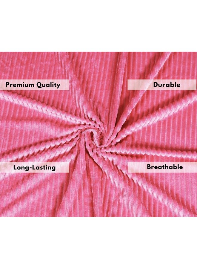 RD TREND 190 GSM Flannel Warm Bedsheets for Winter Double Flat Size (90 x 100 Inches) with 2 Pillow Cover Size (18x28 Inches) Color-Salmon, Striped - Image 3