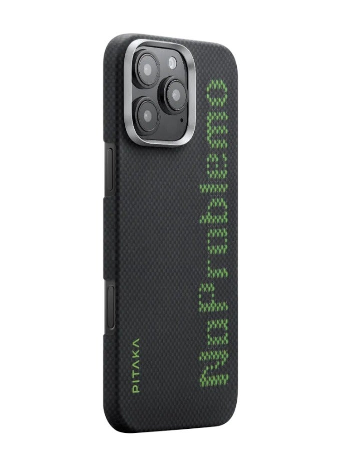 PITAKA PITAKA for iPhone 15 Pro Case Compatible with MagSafe Thin & Light Case iPhone 15 Pro with a Caseless Feel Glow in the Dark 1500D Aramid Fiber Woven Luminous Tactile Woven Case - No Problemo  - Image 3