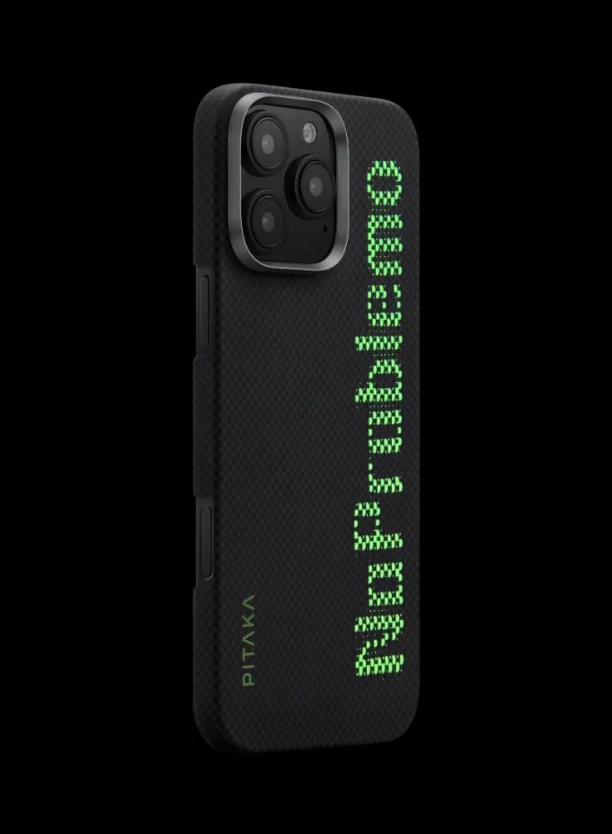 PITAKA PITAKA for iPhone 15 Pro Case Compatible with MagSafe Thin & Light Case iPhone 15 Pro with a Caseless Feel Glow in the Dark 1500D Aramid Fiber Woven Luminous Tactile Woven Case - No Problemo  - Image 4