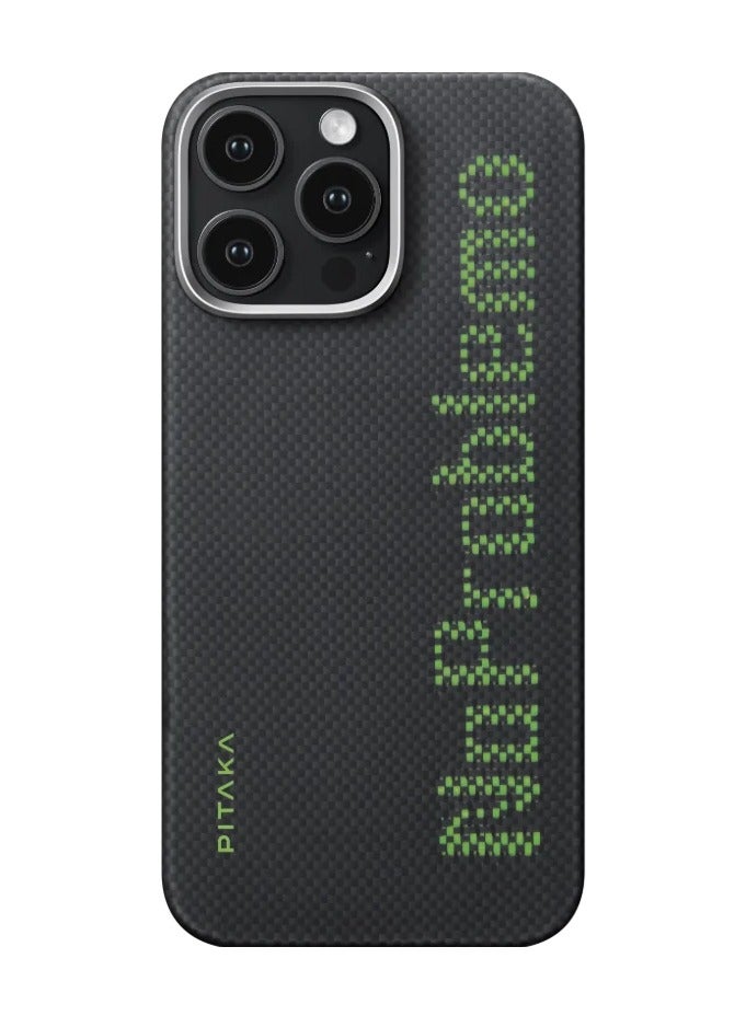 PITAKA PITAKA for iPhone 15 Pro Case Compatible with MagSafe Thin & Light Case iPhone 15 Pro with a Caseless Feel Glow in the Dark 1500D Aramid Fiber Woven Luminous Tactile Woven Case - No Problemo  - Image 2