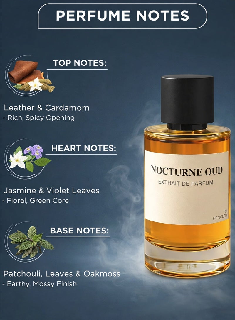 Hermoso عطر نوكترن عود للرجال، ١٠٠ مل | عطر يدوم طويلًا بنفحات الجلد والهيل | عطر عربي فاخر للرجال - Image 2