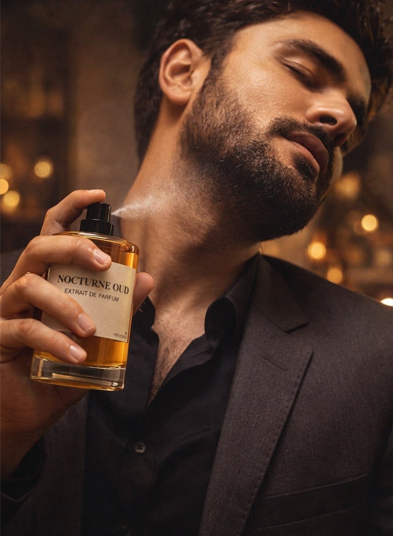 Hermoso عطر نوكترن عود للرجال، ١٠٠ مل | عطر يدوم طويلًا بنفحات الجلد والهيل | عطر عربي فاخر للرجال - Image 3