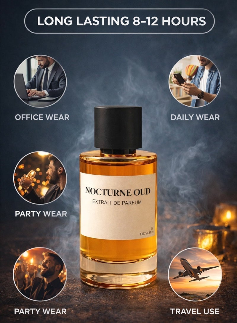 Hermoso عطر نوكترن عود للرجال، ١٠٠ مل | عطر يدوم طويلًا بنفحات الجلد والهيل | عطر عربي فاخر للرجال - Image 4